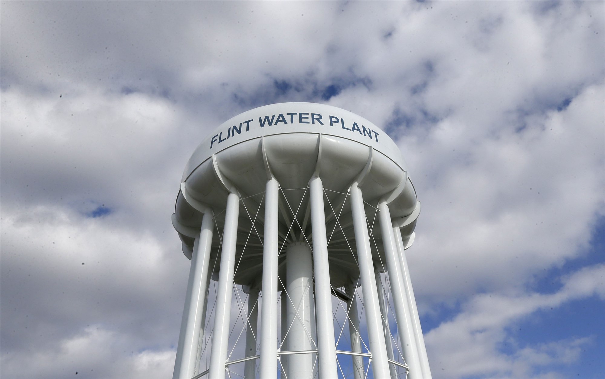 The Flint Water Plant water tower in Michigan.Carlos Osorio / AP file