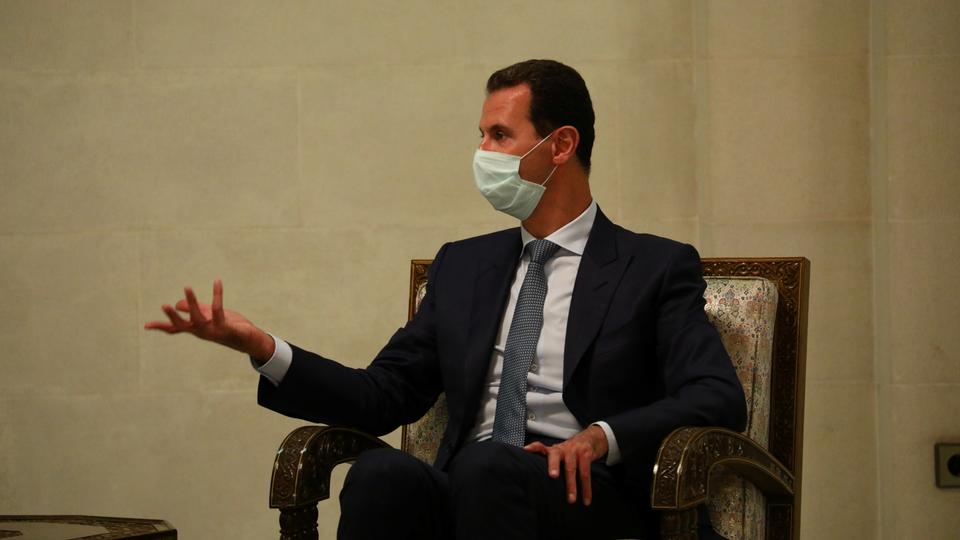 Syria's President Bashar al Assad is seen during a meeting with Russia's Deputy Prime Minister Yuri Borisov and Foreign Minister Sergei Lavrov in Damascus, Syria September 7, 2020. (Reuters)